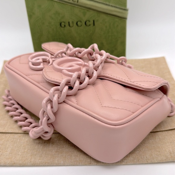 Authentic Gucci Gg Pink Marmont Resin Belt Bag - Picture 6 of 16